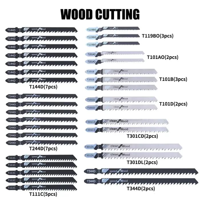 Jeu de 48 lames de scie sauteuse, lames assorties HCS à arbre en T pour une coupe rapide, outils de coupe droite pour le bois, le PVC et les tuyaux en acier