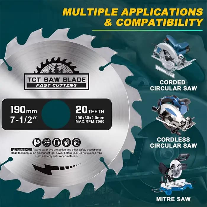 XCAN 1 pièce Lame de scie circulaire 190 mm 20/24/40T TCT