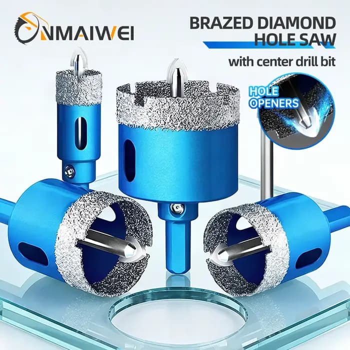 Jeu de forets diamantés 18-100 mm pour carrelage céramique avec perceuse de positionnement pour verre