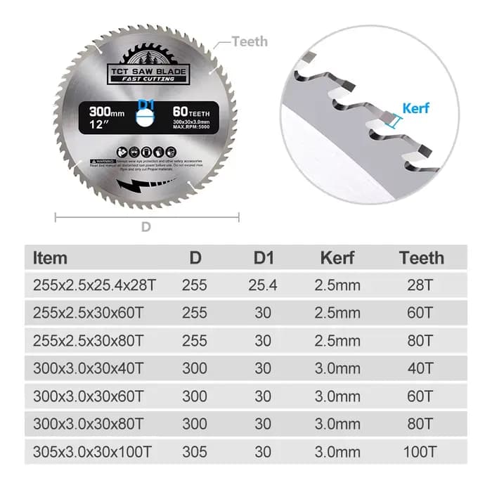XCAN lame de scie circulaire 255 300 305mm TCT disque de coupe du bois