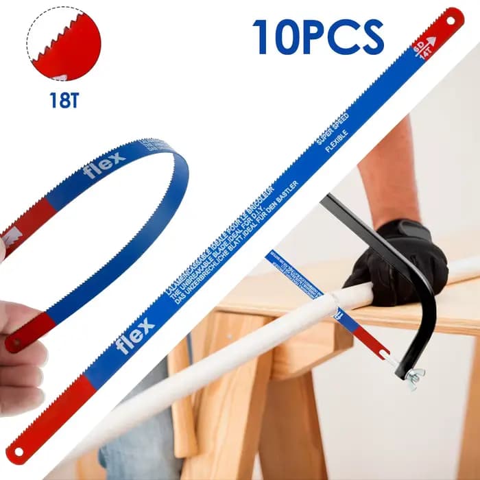10 pièces lame de scie à métaux 300mm 18 dents lames de scie à main M35 lame de scie sauteuse de remplacement en acier pour la coupe du bois de viande outil de travail du bois