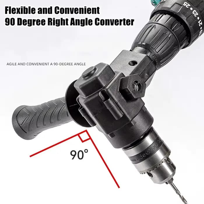 90 ° Adaptateur de perceuse à percussion d'angle de mandrin à trois mâchoires