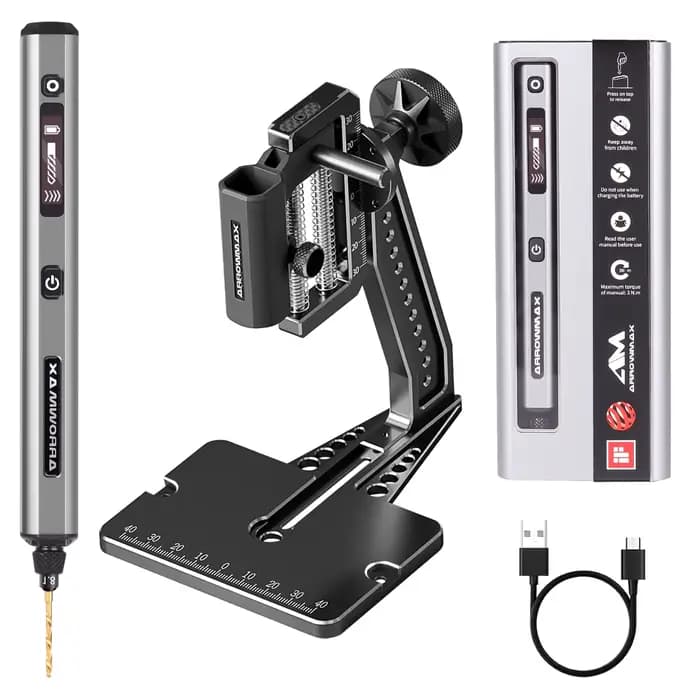 ARROWMAX Mini perceuse électrique sans fil avec support de table