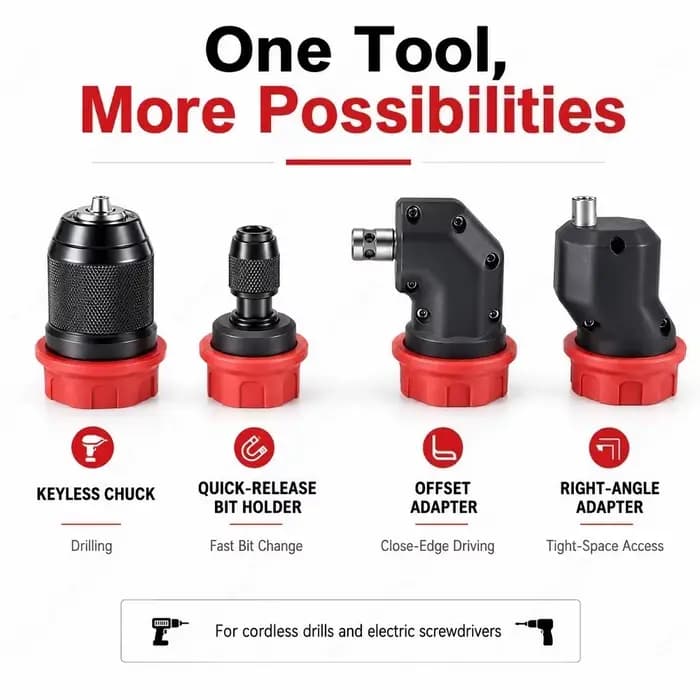 Accessoire de conversion de mandrin de perceuse à dégagement rapide