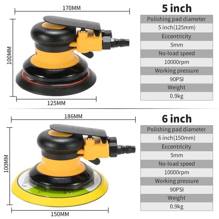Ponceuse orbitale pneumatique à Air de 5/6 pouces