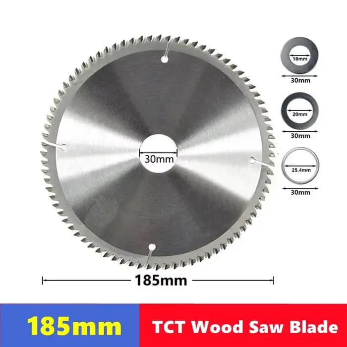 Lame de scie circulaire TCT pour le travail du bois de 185 mm avec un diamètre de 30 mm et un nombre de dents de