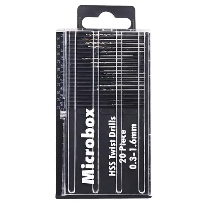 20 pièces 0.3mm-1.6mm HSS foret hélicoïdal Mini perceuse à main perforateur Micro jeu