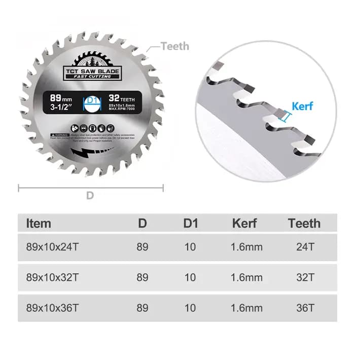 CMCP 1 pièce Lame de scie circulaire 89 mm 24T 32T en carbure TCT