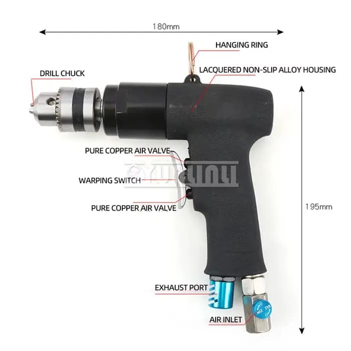Perceuse pneumatique sans fil à grande vitesse