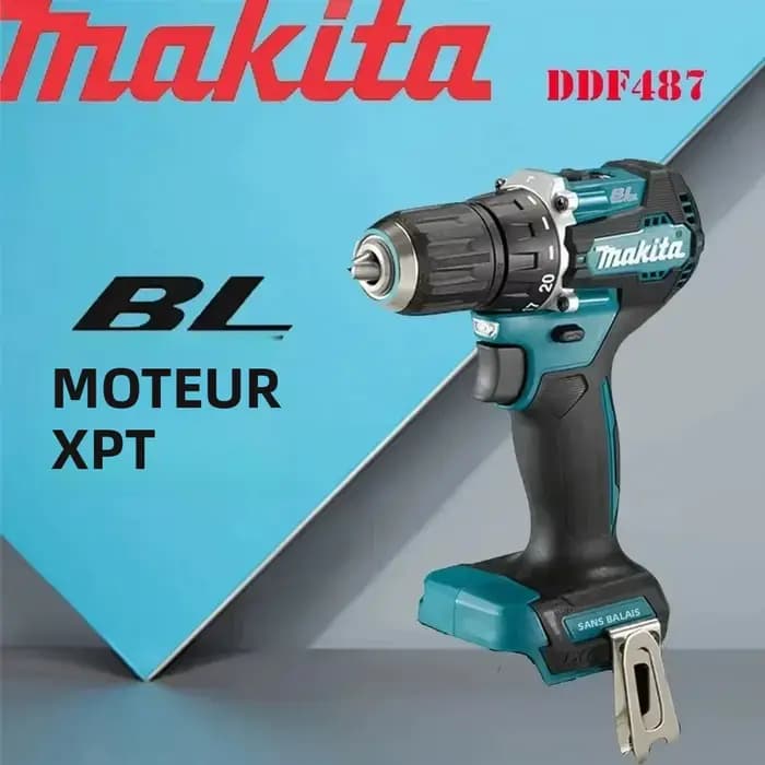 Makita 100% Original DDF487 Perceuse-visseuse sans fil 18V, visseuse à percussion électrique sans balais, outil électrique rechargeable