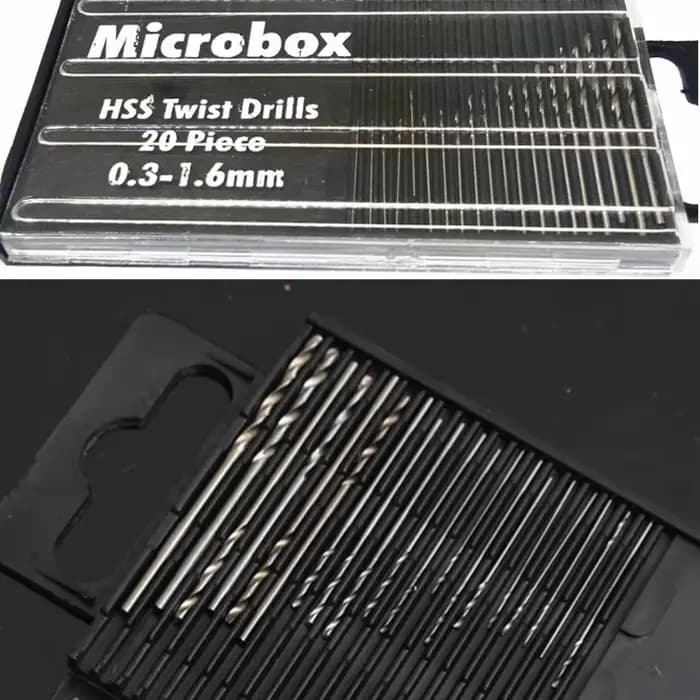 20 pièces 0.3mm-1.6mm HSS foret hélicoïdal Mini perceuse à main perforateur Micro jeu