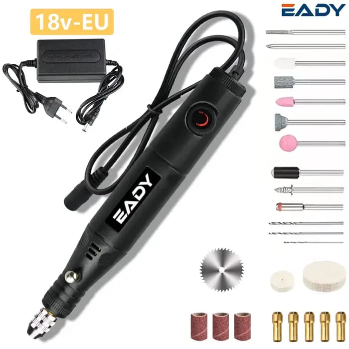 Mini perceuse électrique 18V alimentée par prise EU/US – Kit d'outils rotatifs filaires pour bricolage, artisanat, bijouterie, gravure sur verre, polissage de métaux – 2-en-1