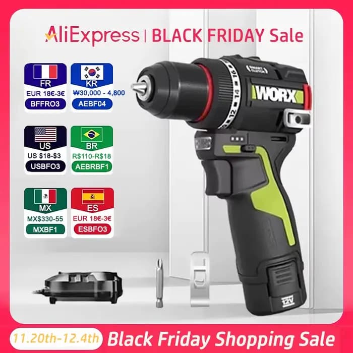 WORX WU135 perceuse électrique sans fil 12V 50Nm 1800 tr/min moteur sans brosse tournevis