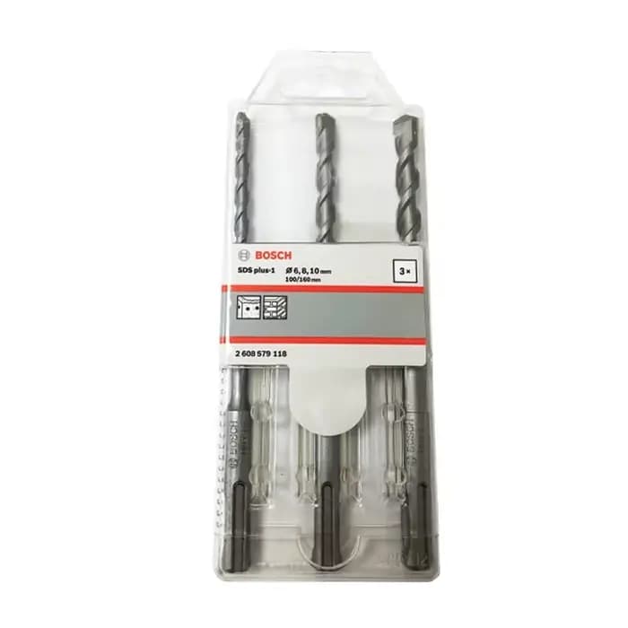 BOSCH 2608579118 SDS-Plus-1 jeu de forets à percussion 3 pièces 6/8/10mm maçonnerie béton haute Performance outil de forage fixation