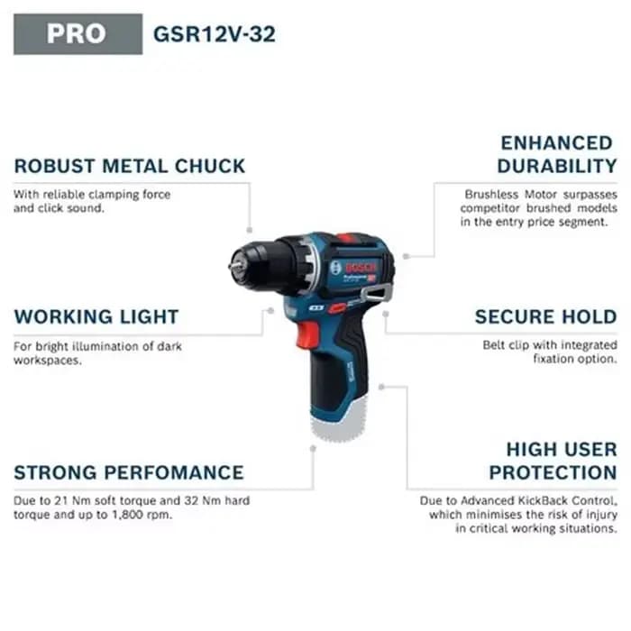 Perceuse-visseuse sans fil Bosch GSR 12V-32