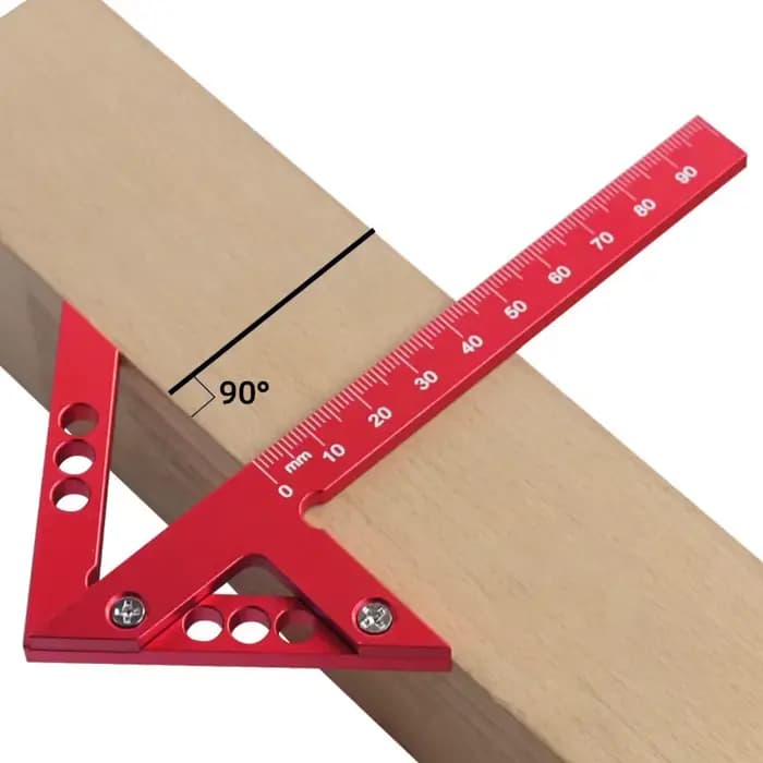 Règle triangulaire multifonctionnelle pour le travail du bois, règle carrée en alliage d'aluminium, 7 pouces, métrique et impérial, équerre à angle de 90 degrés, outil manuel