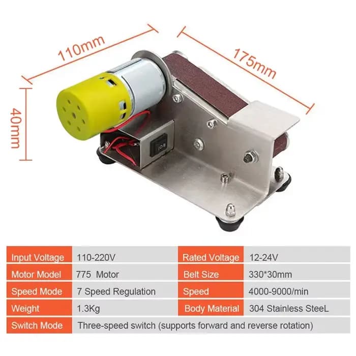 Mini ponceuse à bande électrique 110V/220V