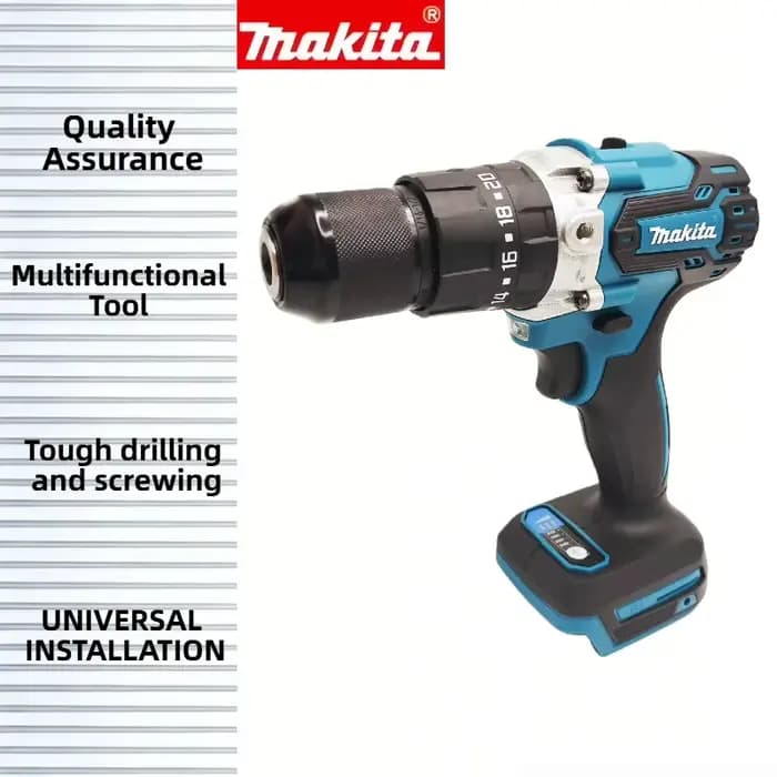 Perceuse-visseuse sans fil Makita DDF487 18V - Perceuse manuelle rechargeable sans balais de 13 mm avec lumière LED pour le bricolage et l'usage domestique (outil seul)