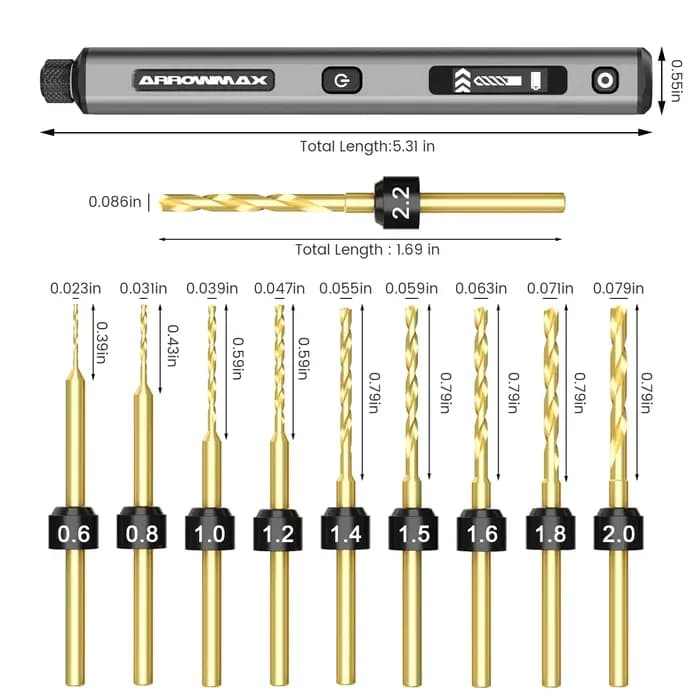 ARROWMAX Mini perceuse électrique sans fil avec support de table