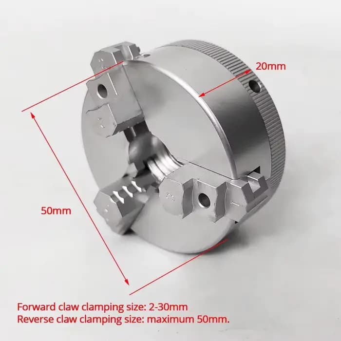 Mandrin à trois mâchoires mini de 50 mm pour tour, meuleuse d'établi, perceuse électrique, en alliage d'aluminium, auto-centrant, pour le travail du bois