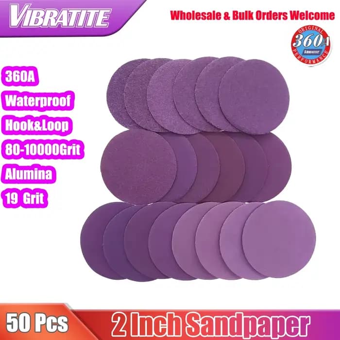 50 pièces 2 pouces disque de ponçage humide sec 80-10000 grain papier de verre 50mm boucle de crochet