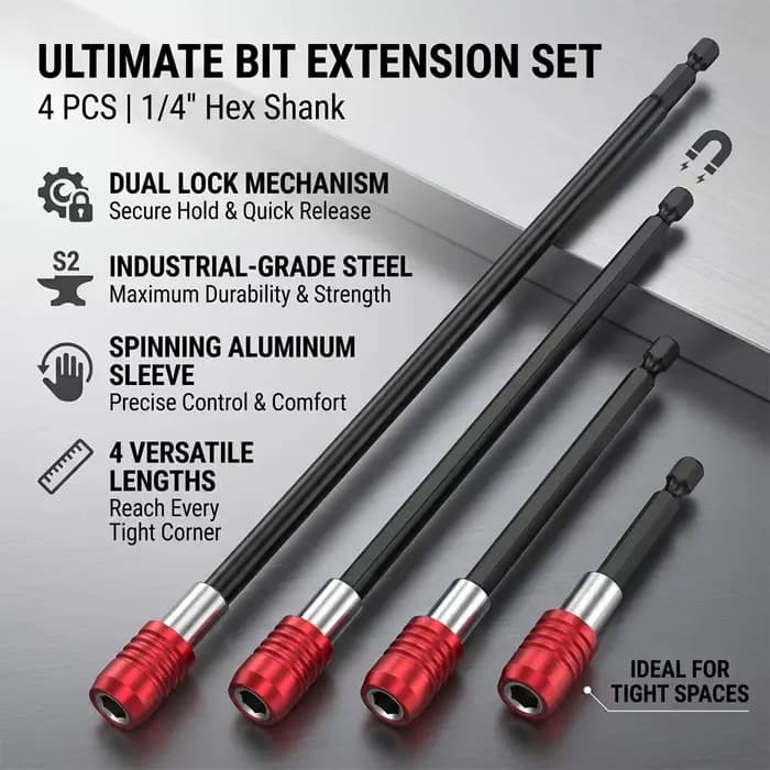 Kit d'extension magnétique pour embouts de perceuse