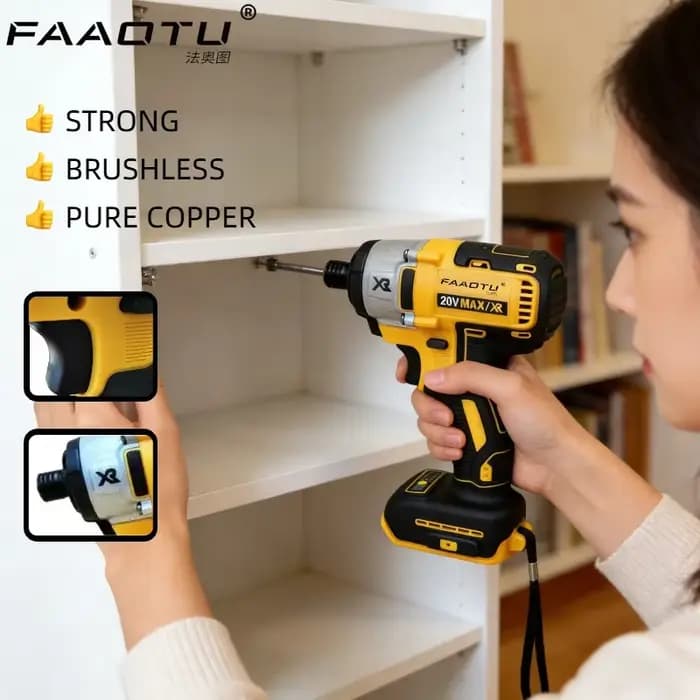 FAAOTU DCF887 Perceuse à percussion sans fil, tournevis électrique, perceuse à percussion, compatible avec la batterie Dewalt 20V, SANS batterie