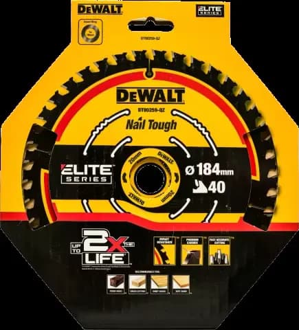Lame de scie circulaire DEWALT DT90257 DT90259 184 mm 24T Extreme 2X Life, lame de scie à pointe en carbure pour la coupe du bois