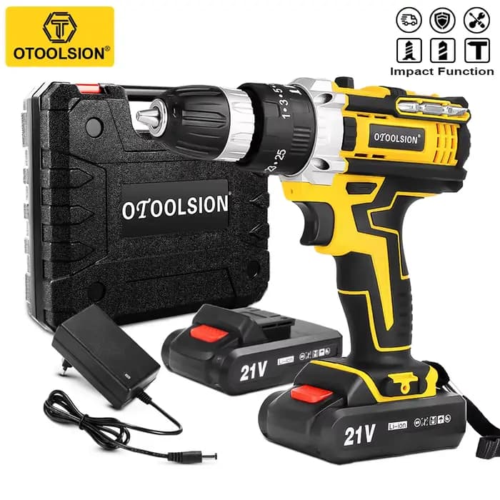 OTOOLSION nouveau perceuse sans fil à percussion 21V tournevis électrique batterie Rechargeable perceuse à main sans fil outils électriques pour bricolage maison