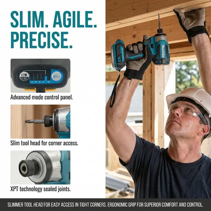 Makita DTD173 Perceuse à percussion sans fil 18V - Perceuse-visseuse électrique pour bois et boulons (Machine nue)