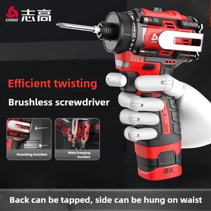 CHIGO perceuse électrique sans brosse sans fil fracassable