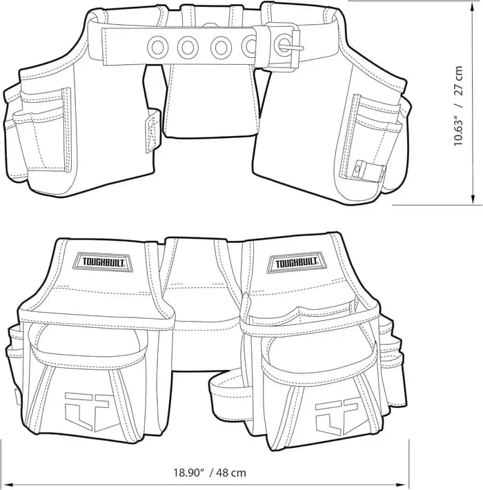 TOUGHBUILT ceinture à outils pratique avec 12 poches