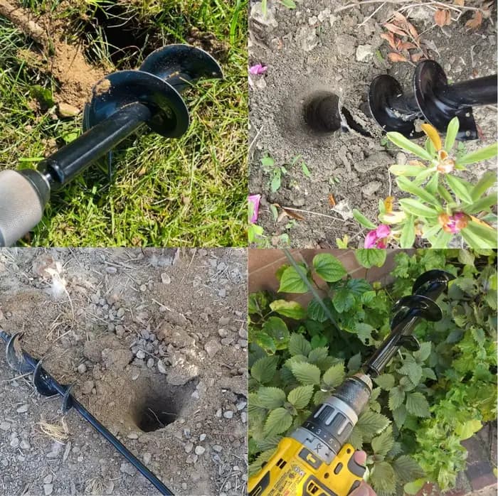 Lot de 3 tarières de jardin en spirale pour perceuses sans fil
