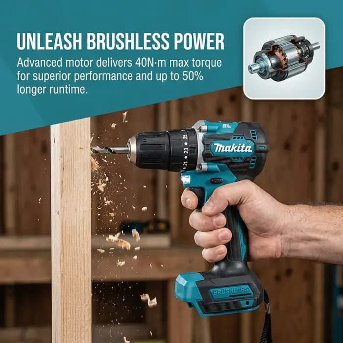 Perceuse-visseuse sans fil Makita DDF487 18V, moteur sans balais, couple de 40 Nm, outil pour la réparation domestique et l'assemblage de meubles