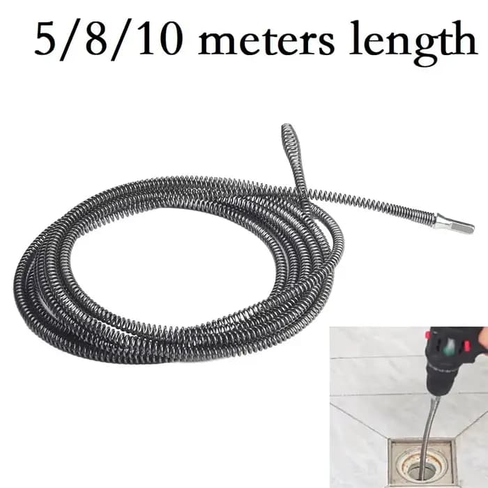 Perceuse électrique de 5/8/10 mètres, nettoyeur d'évier à ressort, outil de dragage d'égout, outil de dragage de tuyaux de plomberie de salle de bains, 1 pièce