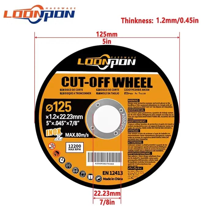 Disque de coupe en métal de 125mm