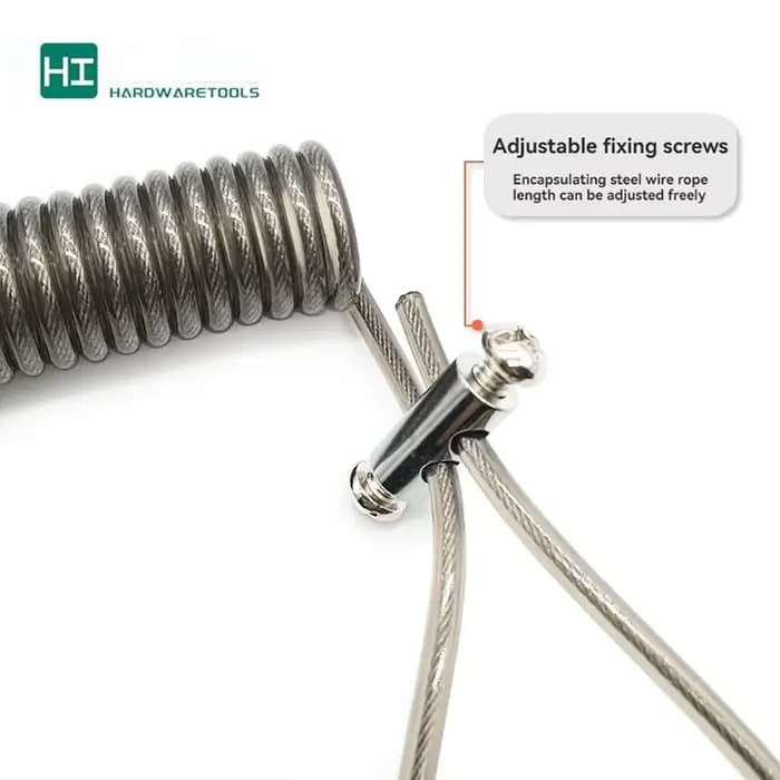 Corde de sécurité pour outil à bobine élastique verrouillable