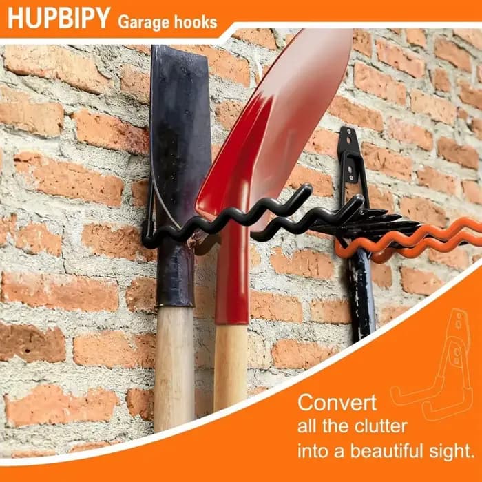 Crochets de rangement muraux robustes pour garage - Organisateur d'outils suspendus pour outils de jardin - Solution d'optimisation de l'espace