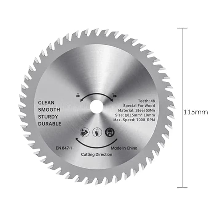 Lame de scie circulaire de 115 mm pour le travail du bois, coupe lisse du bois, axe de 1-1/4 pouces (32 mm), axe de 3/8 pouces (9,5 mm)