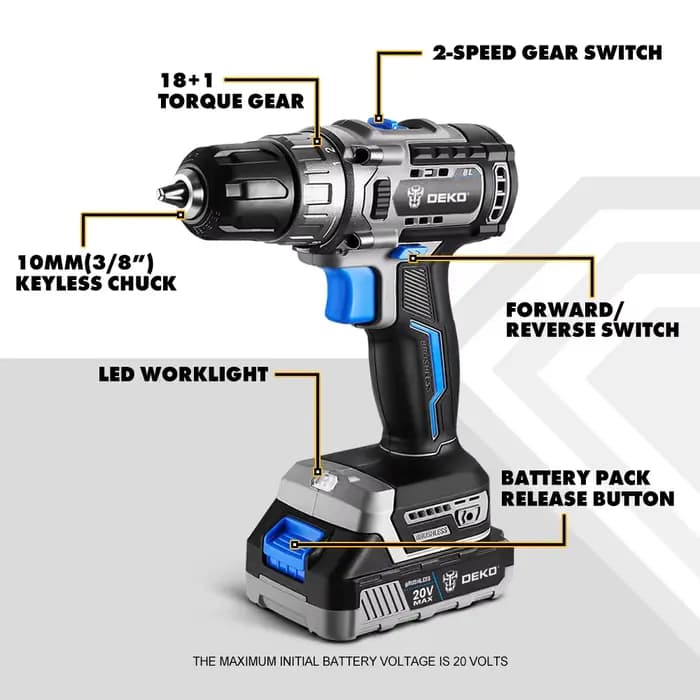 Perceuse sans fil sans balais 20V