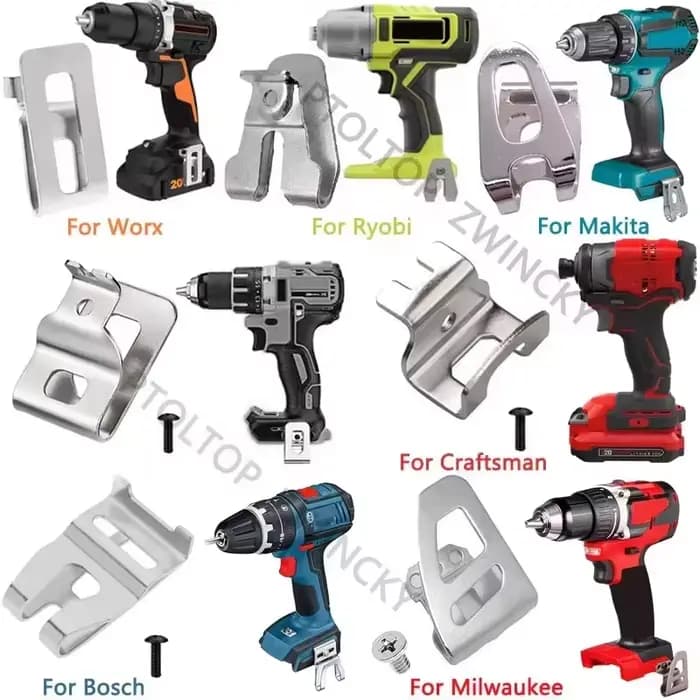 Crochets de fixation pour outils électriques Dewalt/Bosch/Makita/Milwaukee/Worx 18V 20V – Support de ceinture pour perceuses et clés sans fil