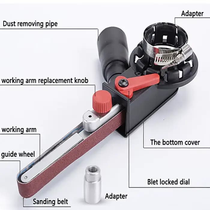 Tête d'adaptateur de bande abrasive pour ponceuse