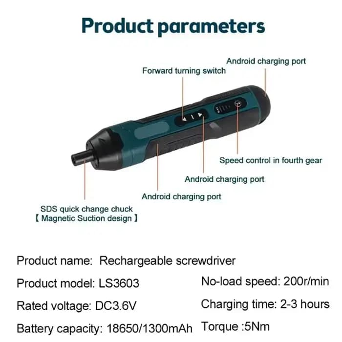 Mini tournevis électrique sans fil 1300mah