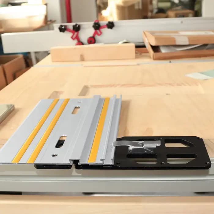 Arrêt d'angle de rail de guidage de scie circulaire carrée de scie sur rail avec support de bord, 90 °   Angle droit, compatible avec Festool et Makita