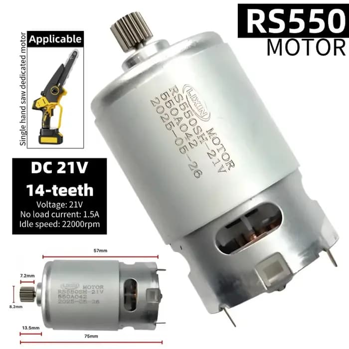 Moteur RS550 21V 14T 22000 tr/min pour scie alternative à batterie au lithium, moteur de scie à chaîne électrique portatif rechargeable à une main