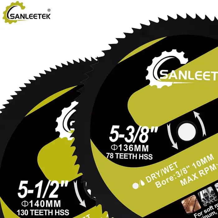 Lame de scie circulaire SANLEETEK HSS 136/140 mm pour couper le contreplaqué