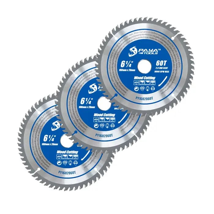 Lame de scie circulaire PAYA 6 1/4" 60 dents à pointe en carbure 160 mm Lames de scie TCT pour couper divers matériaux composites en bois