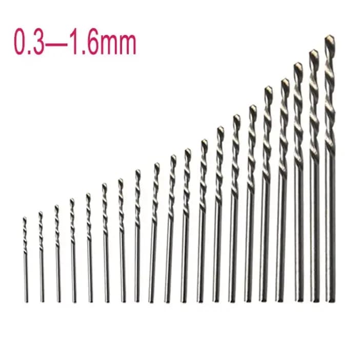 20 pièces 0.3mm-1.6mm HSS foret hélicoïdal Mini perceuse à main perforateur Micro jeu
