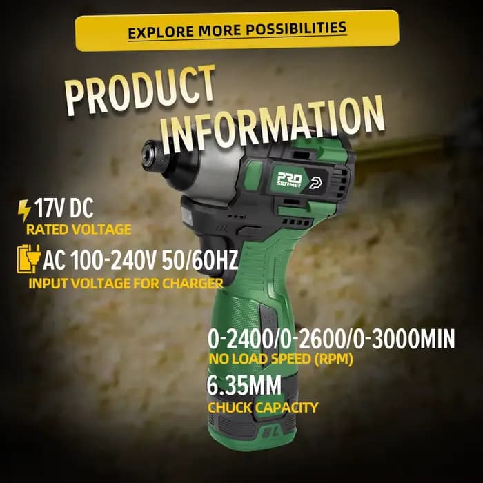 PROSTORMER – tournevis électrique 17V, perceuse/visseuse sans fil 140nm, batterie 1500mAh, outils électriques hexagonaux rechargeables