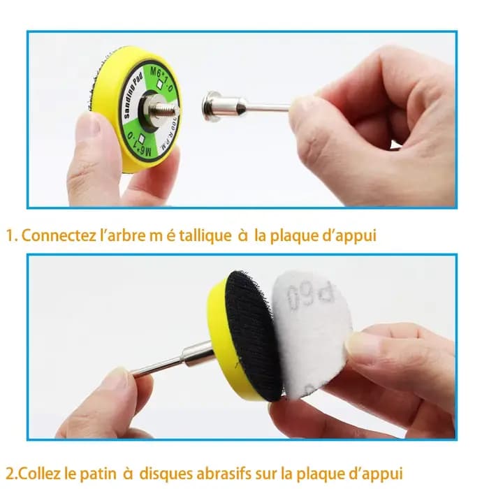 101 pcs Set Kit de Tampons de Disques Abrasifs de 2 pouces pour Outils Rotatifs de Meuleuse de Forage avec Plaque